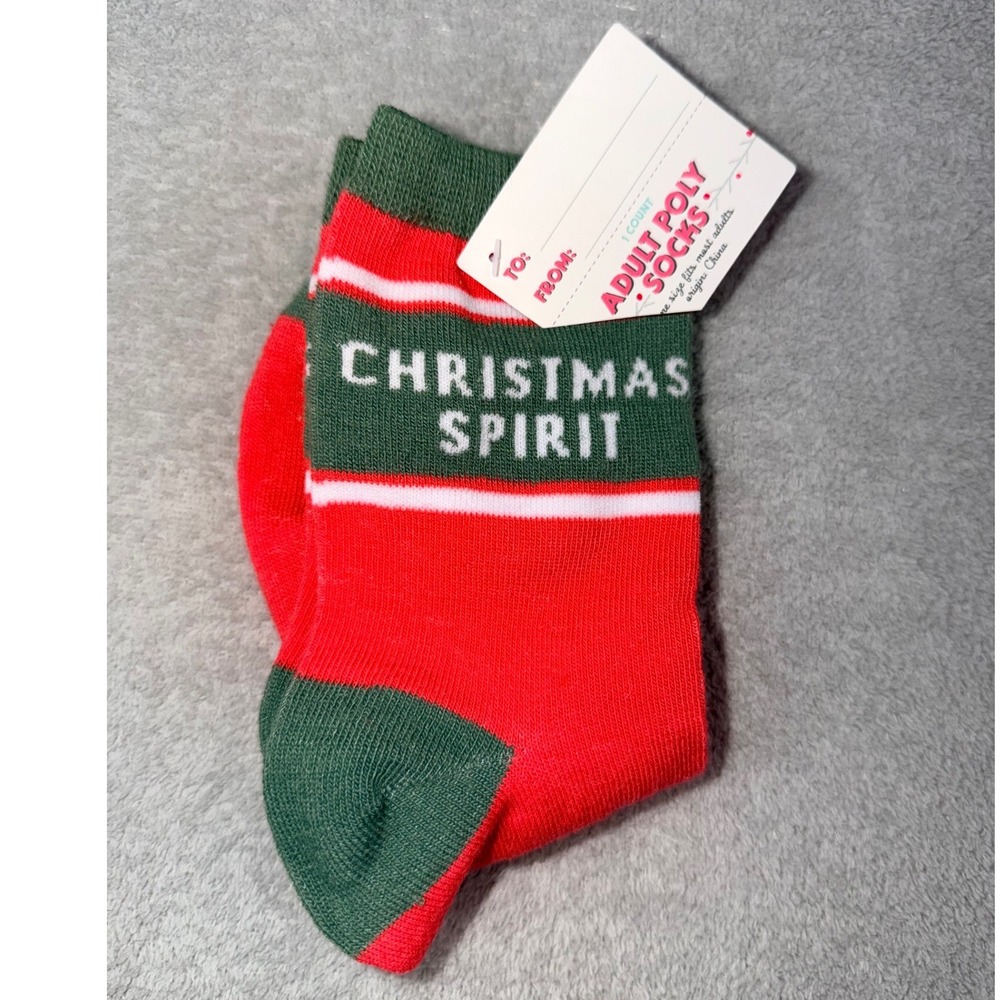Made for Retail Adult Poly Cozy‎ Christmas Spirit Socks Red Green White